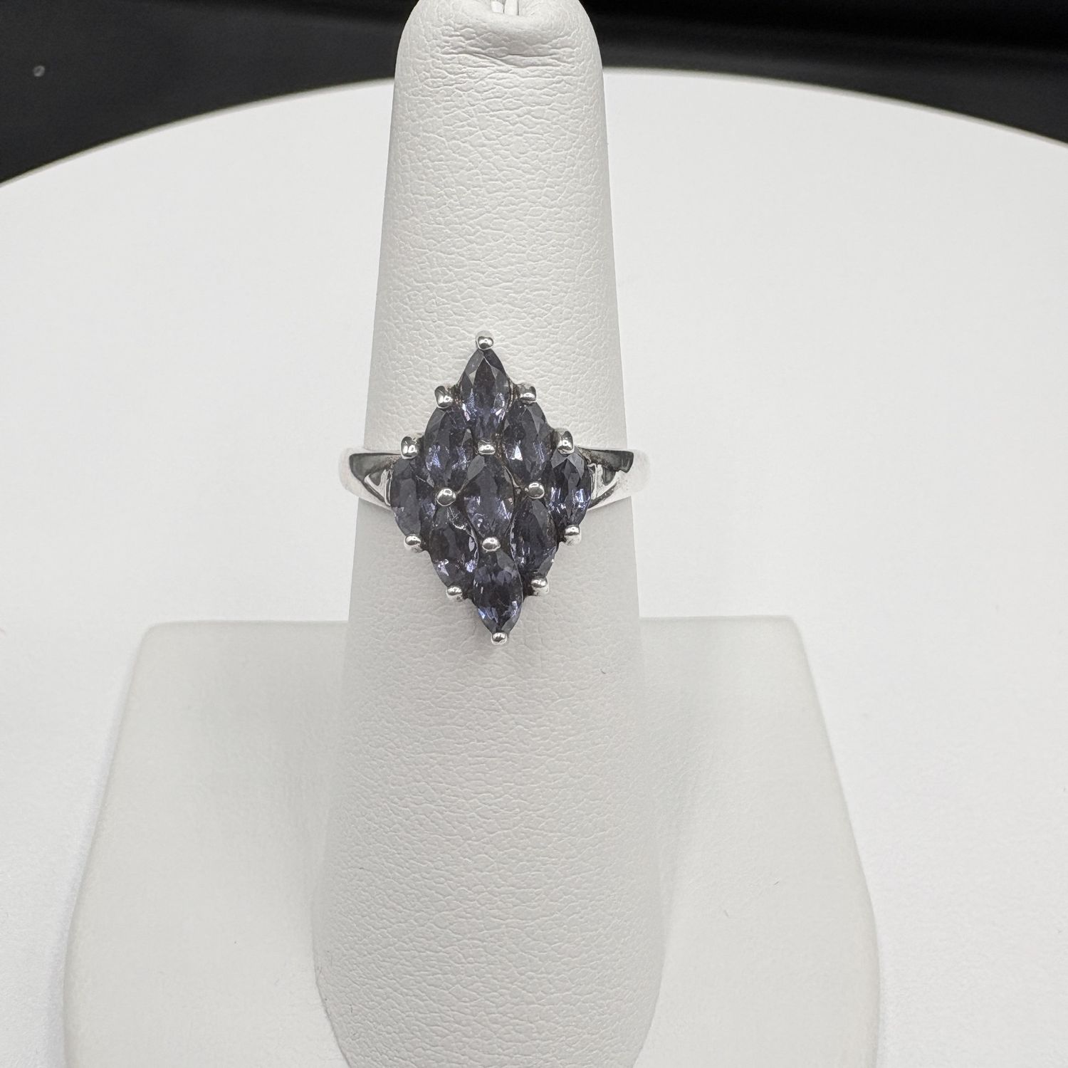 STERLING TANZANITE CLUSTER RING SIZE 7