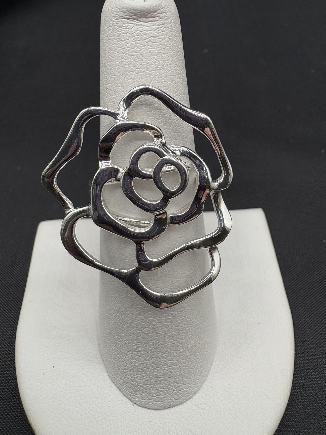 STERLING ROSE SCULPTURE RING SIZE 7