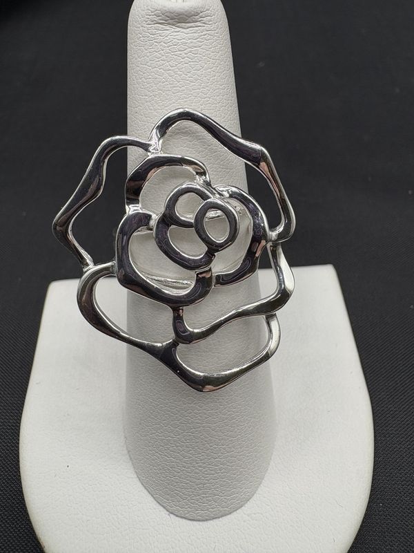 STERLING ROSE SCULPTURE RING SIZE 7