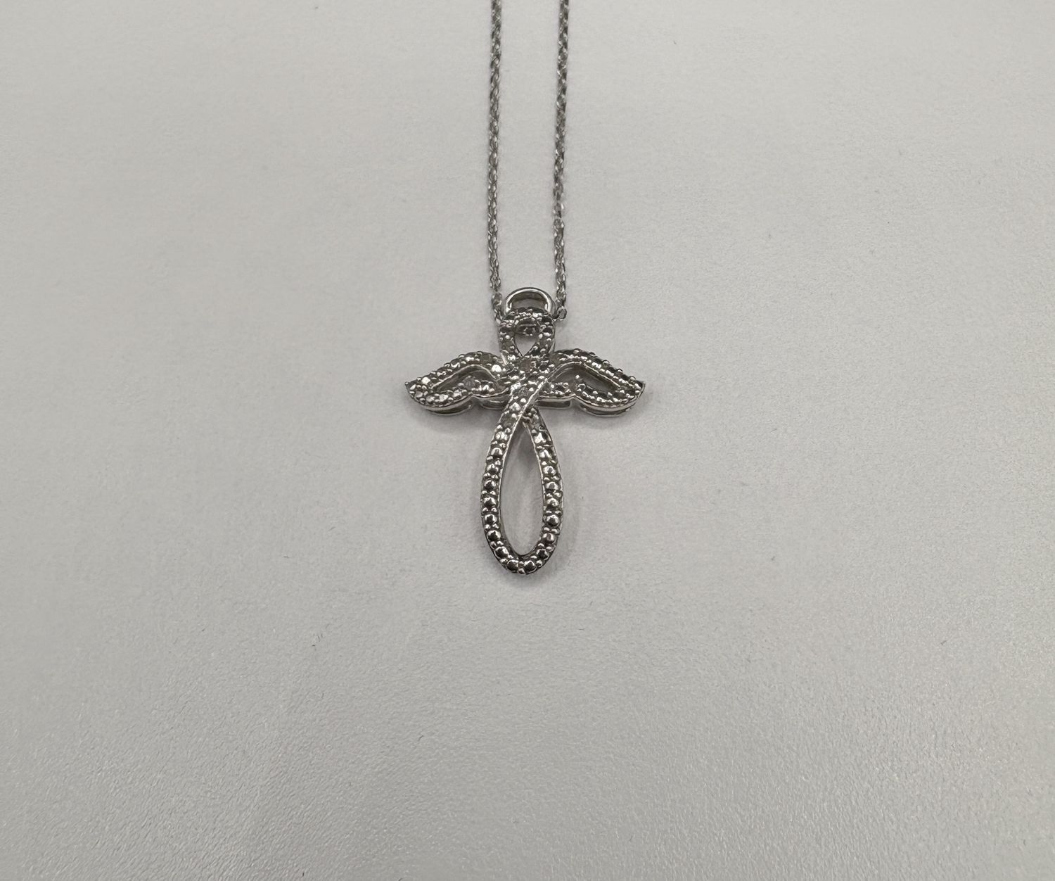 STERLING DIAMOND INFINITY ANGEL PENDANT ON 20" CHAIN