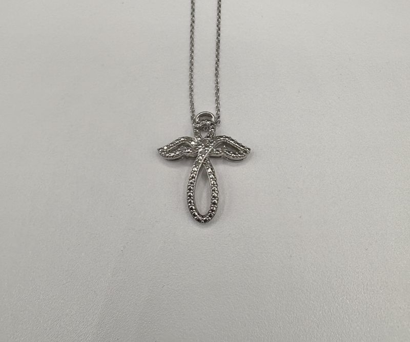 STERLING DIAMOND INFINITY ANGEL PENDANT ON 20" CHAIN