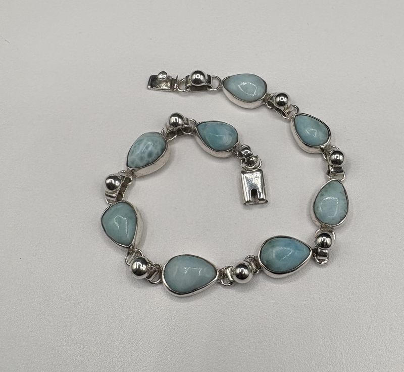 STERLING PEAR LARIMAR BRACELET 9"