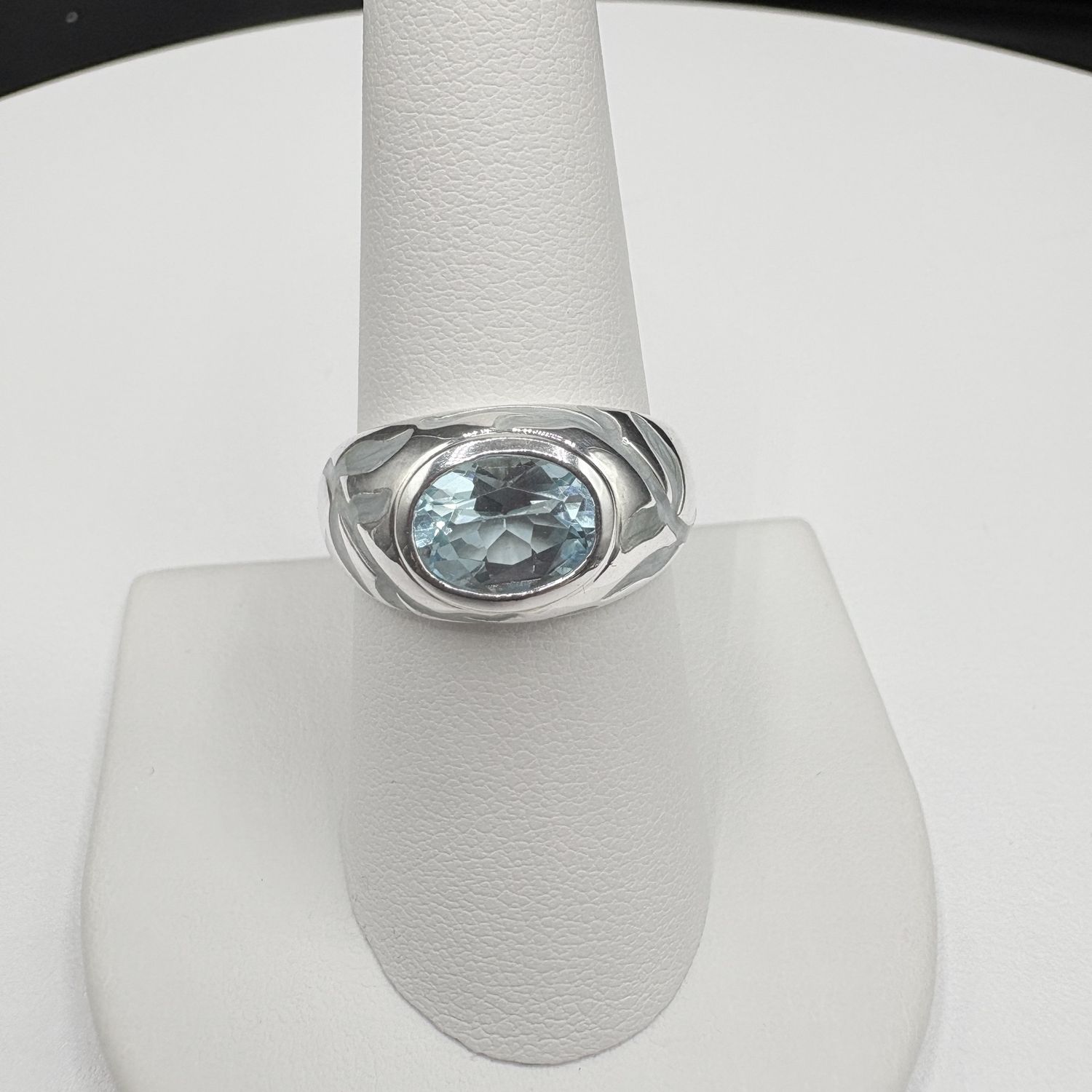 STERLING BLUE TOPAZ WITH BLUE ENAMEL RING SIZE 8