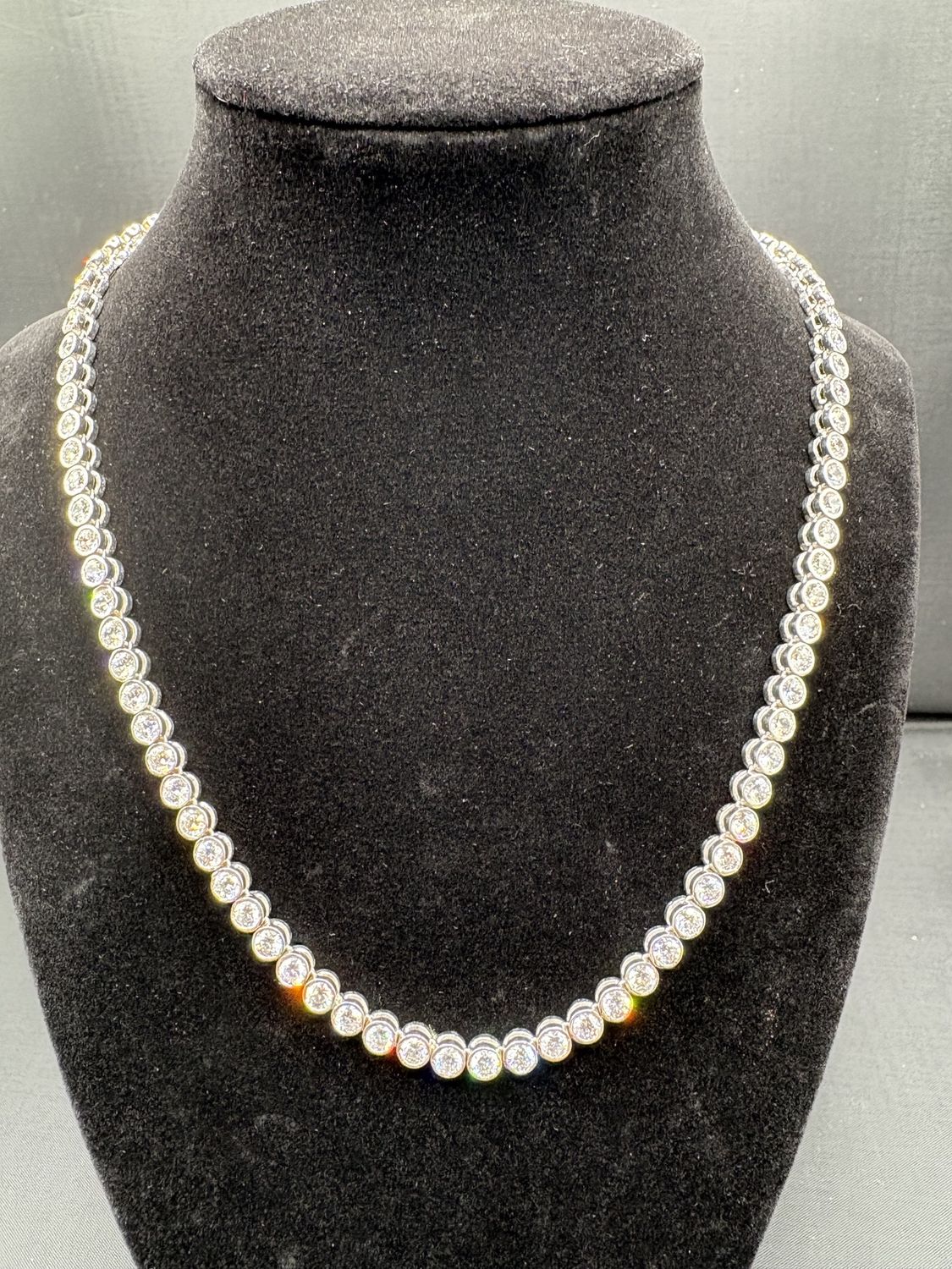 STERLING BEZEL CZ NECKLACE 18.5"