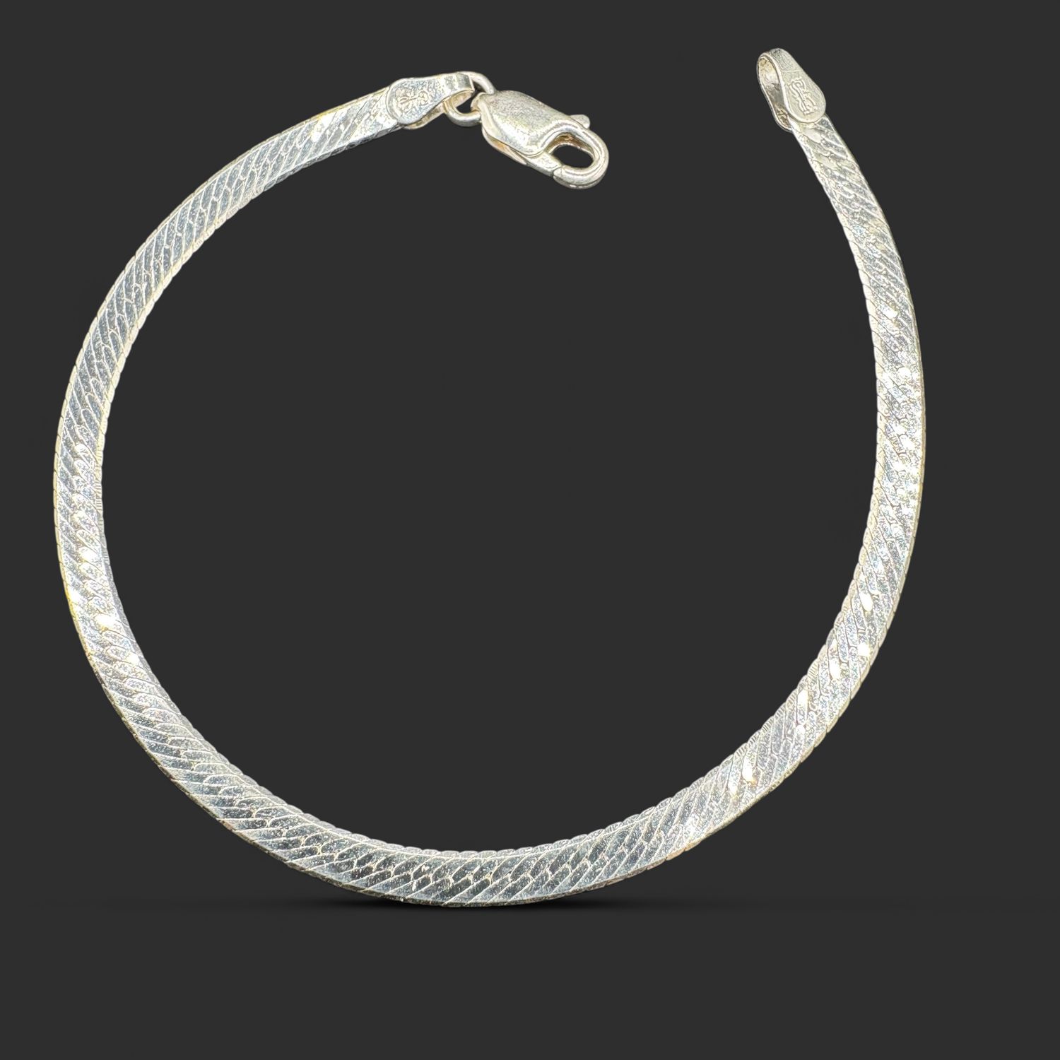 STERLING HERRINGBONE REVERSIBLE BRACELET 7"