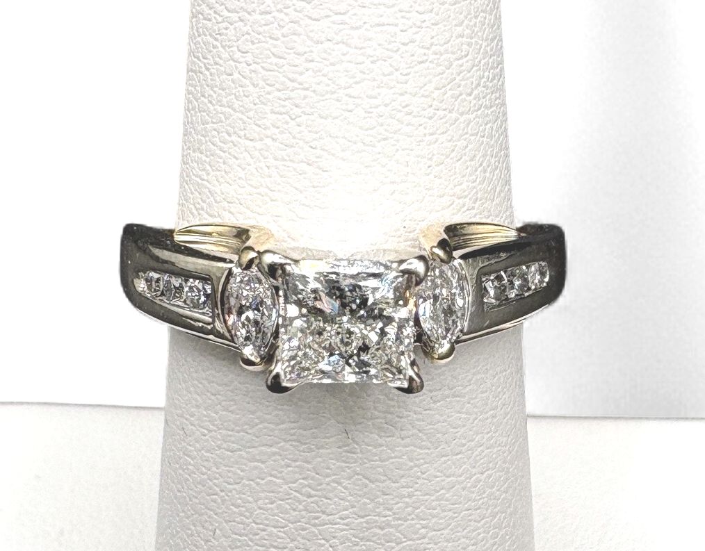 14K TWO TONE DIAMOND WEDDING SET/YELLOW GOLD  RING SIZE 6