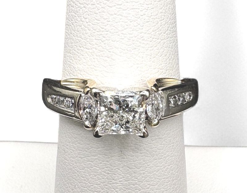 14K TWO TONE DIAMOND WEDDING SET/YELLOW GOLD  RING SIZE 6