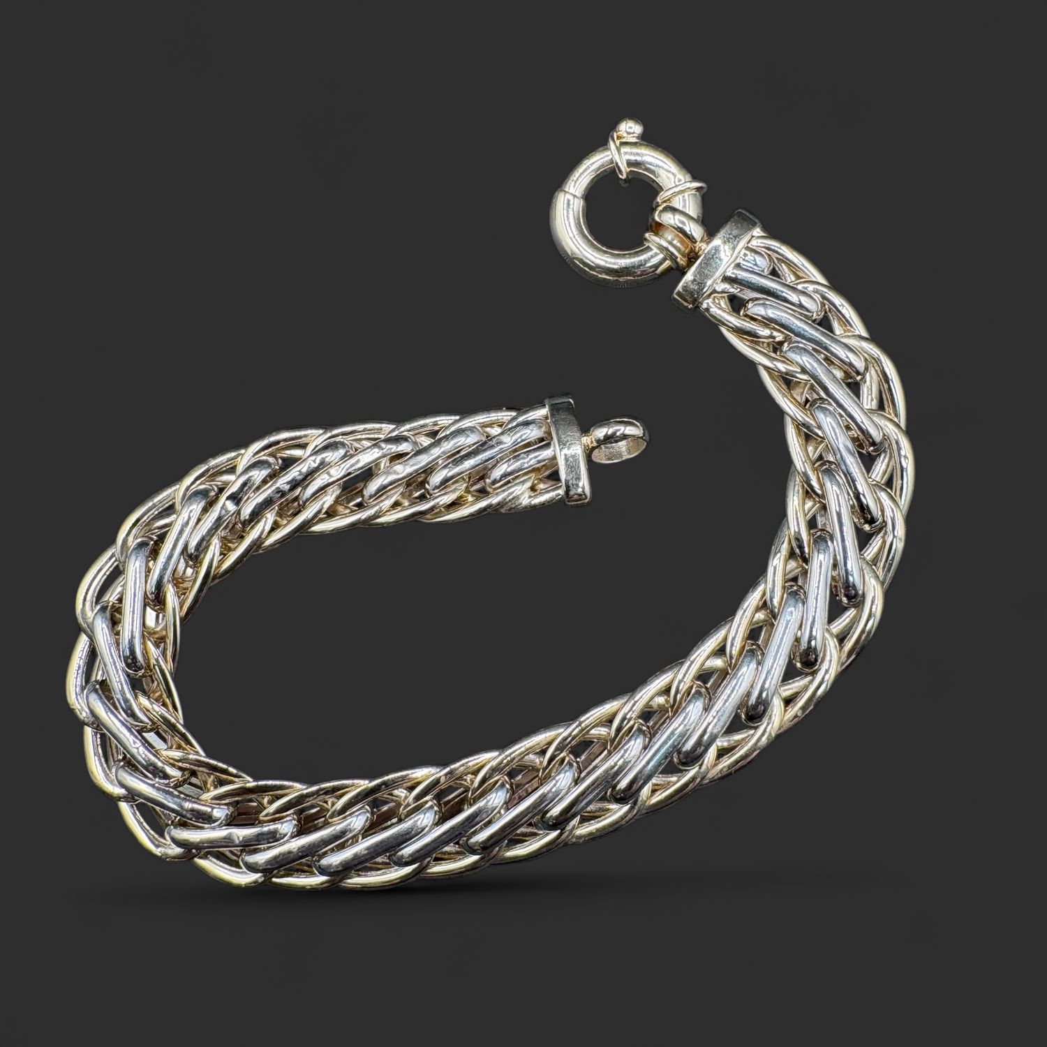 14K TWO TONE WOVEN BRACELET WITH TOGGLE CLASP 7"