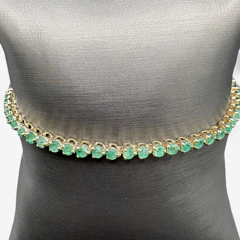 14K EMERALD TENNIS BRACELET/YELLOW GOLD  7.5"