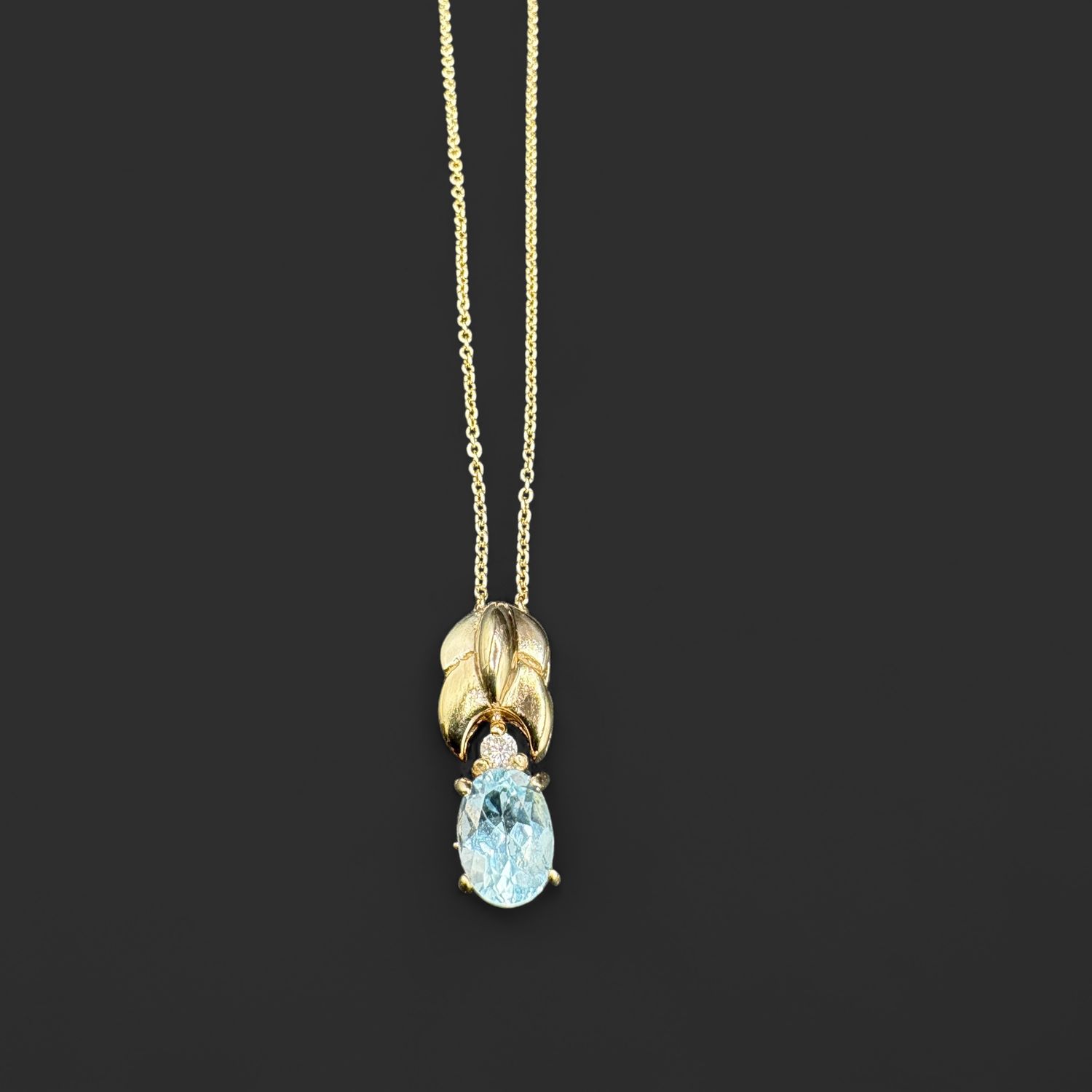 STERLING BLUE TOPAZ &amp;CZ PENDANT WITH 18" CHAIN