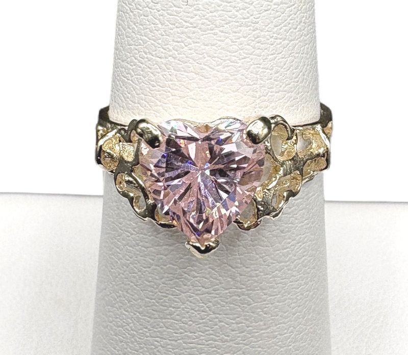 10K PINK ICE WITH FILAGREE RING/YELLOW GOLD SIZE 6