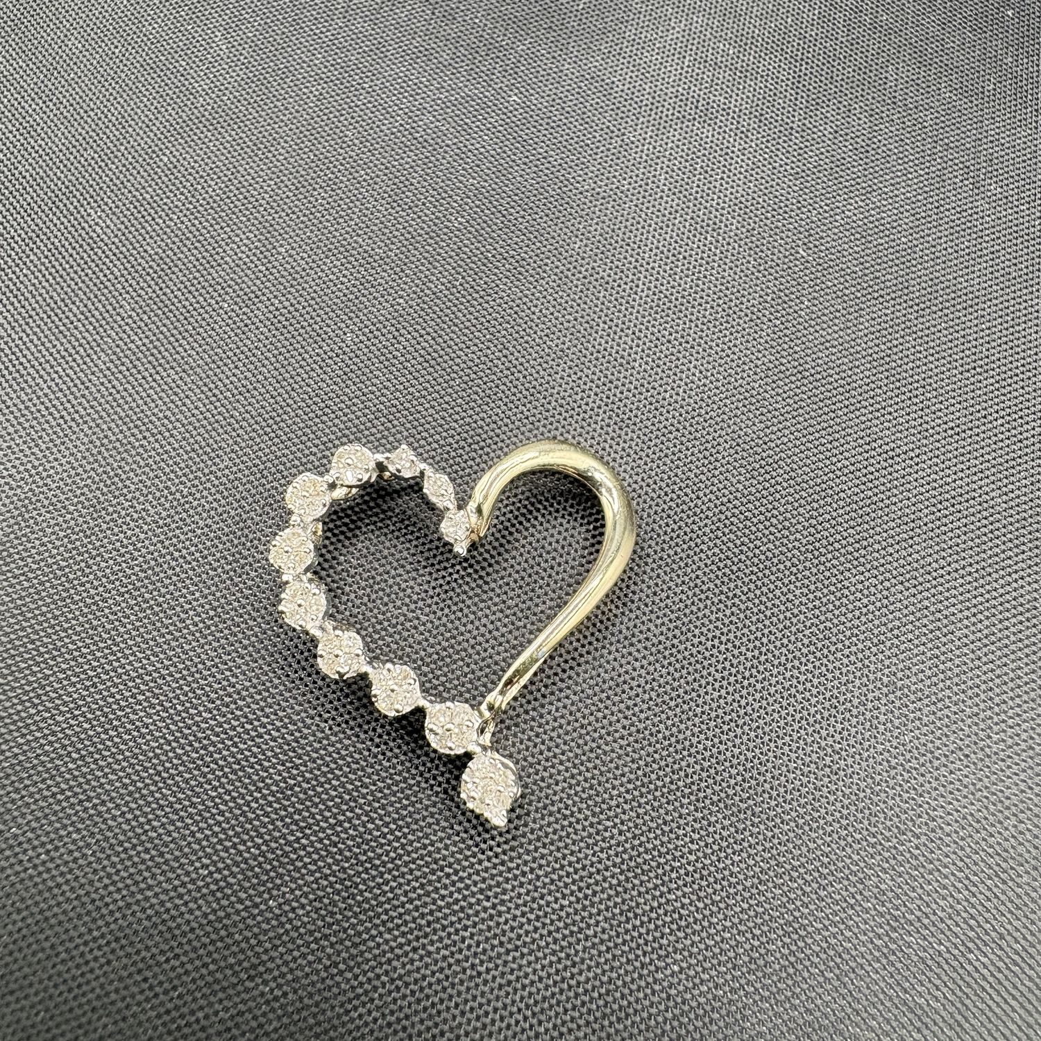 10K TWO TONE HEART PENDANT WITH DIAMOND/YELLOW GOLD