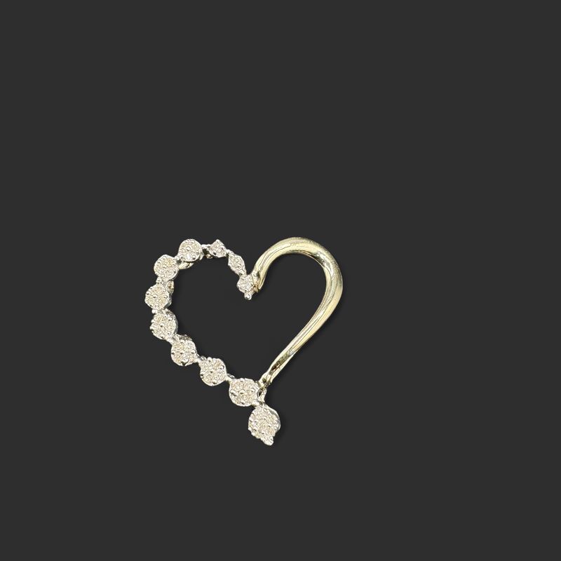 10K TWO TONE HEART PENDANT WITH DIAMOND/YELLOW GOLD