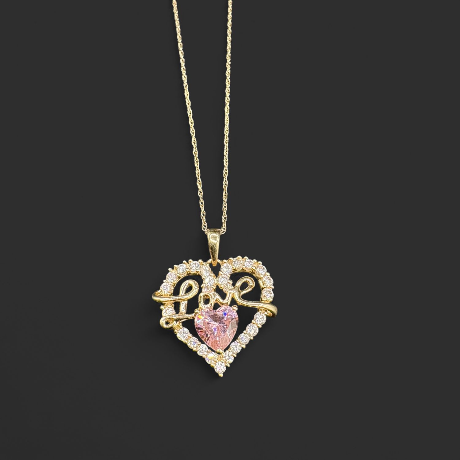 10K PINK ICE PENDANT/YELLOW GOLD WITH 20" CHAIN