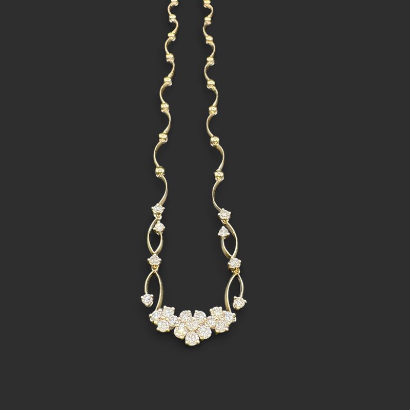 14K CURVED HINGED DIAMOND NECKLACE /YELLOW GOLD 16"