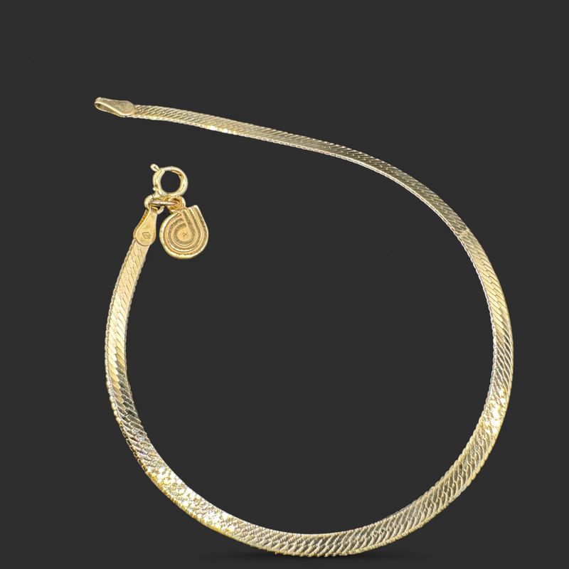 14K HERRINGBONE WITH CHARM BRACELET/YELLOW GOLD  7"