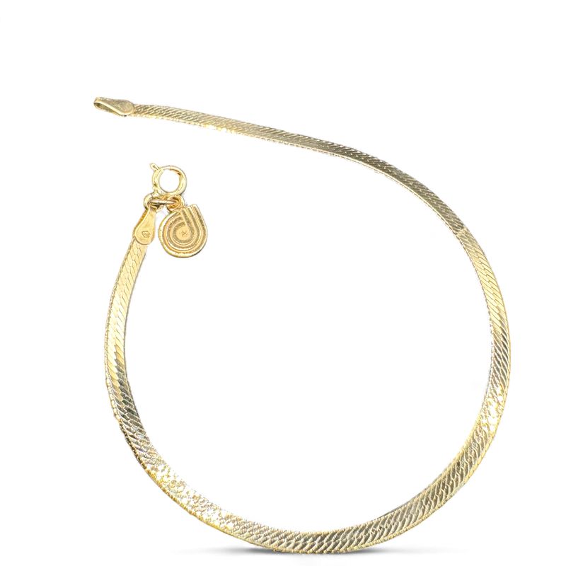 14K HERRINGBONE WITH CHARM BRACELET/YELLOW GOLD  7"