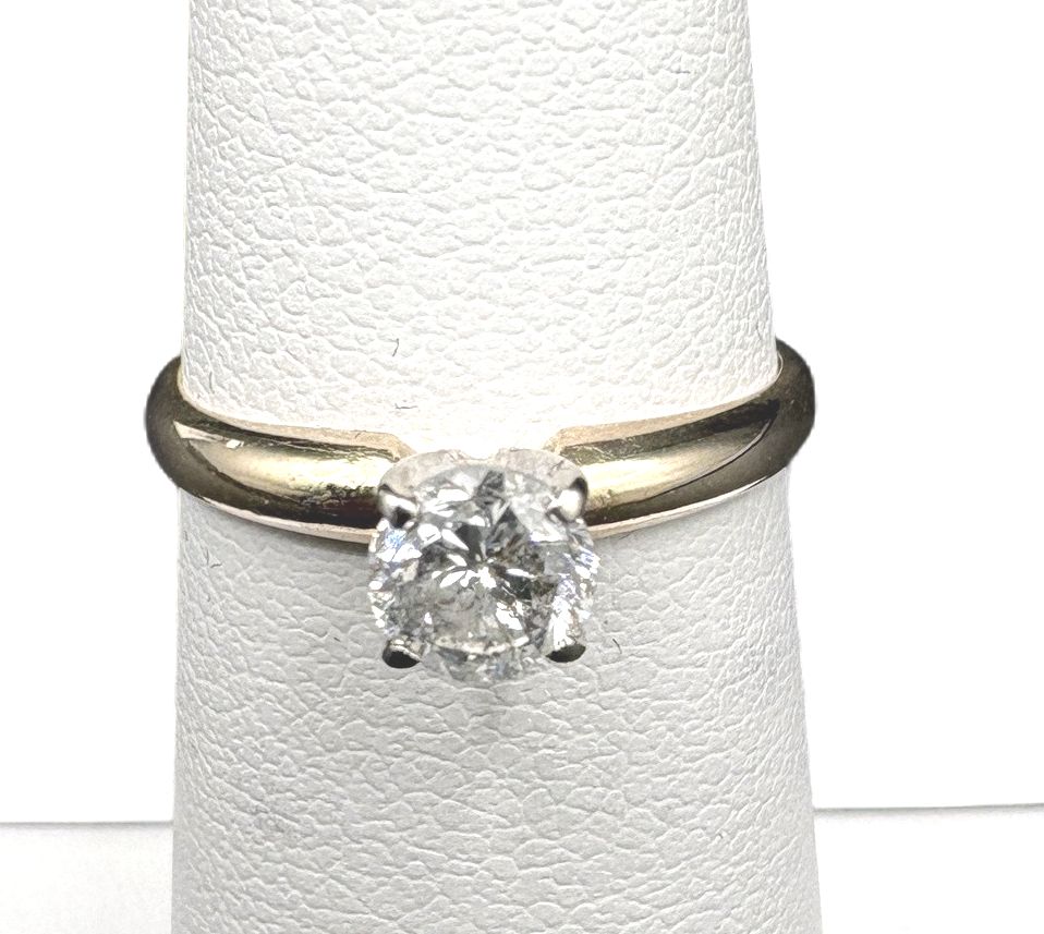 14K ROUND DIAMOND ENGAGEMENT RING/YELLOW GOLD SIZE 4.5
