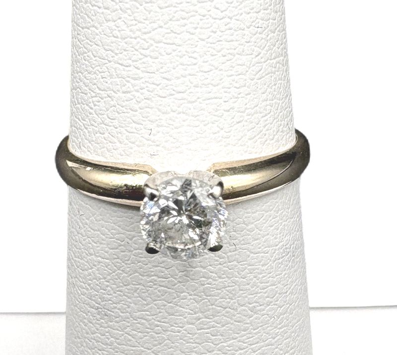 14K ROUND DIAMOND ENGAGEMENT RING/YELLOW GOLD SIZE 4.5