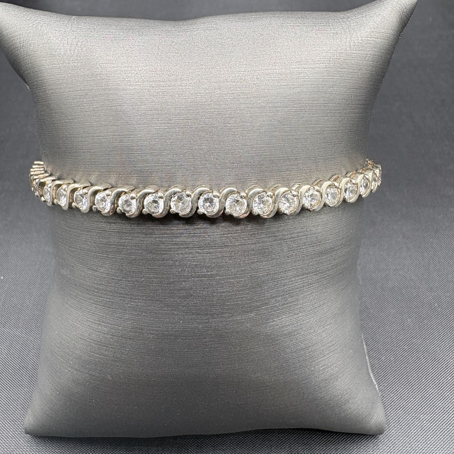 STERLING GOLD PLATED CZ TENNIS BRACELET  7.5"
