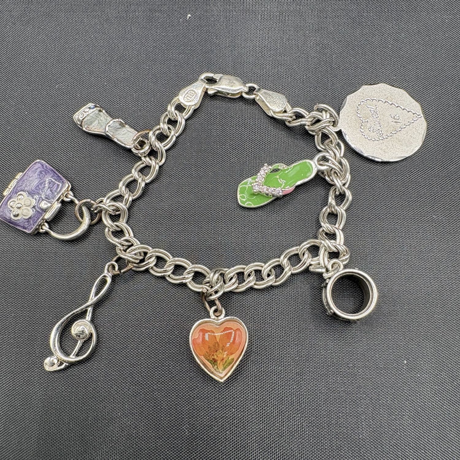 STERLING SWEET 16 CHARM BRACELET 7"