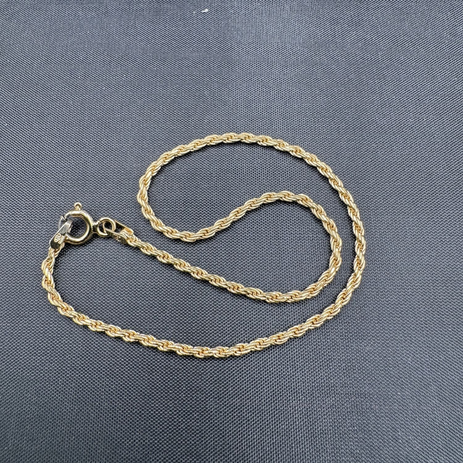 STERLING GOLD PLATED ROPE BRACELET 9"