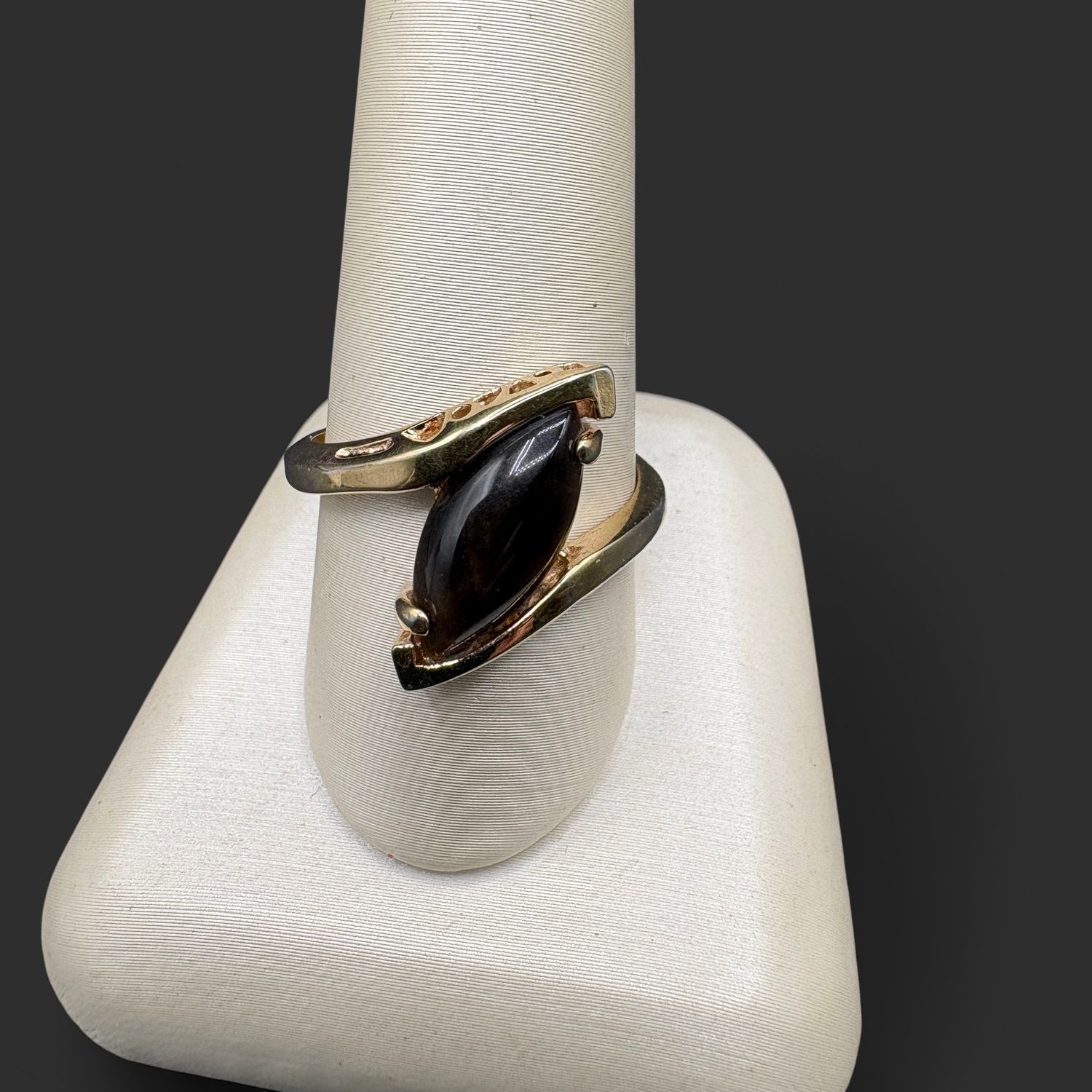 STERLING GOLD PLATED TIGER'S EYE RING SIZE 9