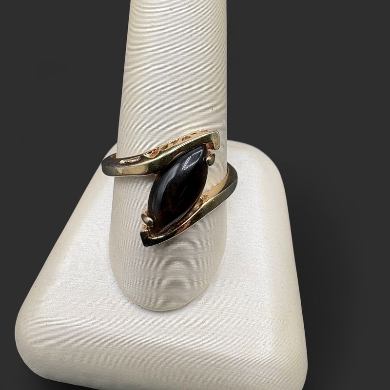STERLING GOLD PLATED TIGER'S EYE RING SIZE 9