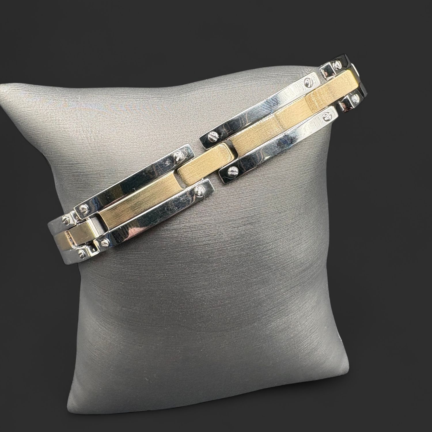 STAINLESS STEEL WITH GOLD OVERLAY MEN'S BRACELET 8.5"