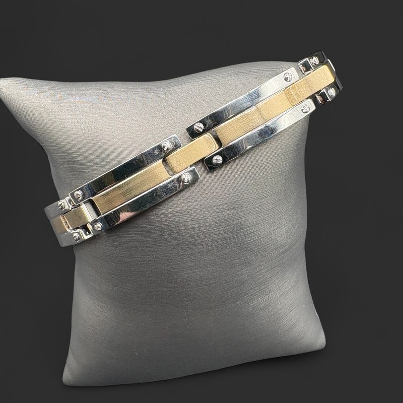 STAINLESS STEEL WITH GOLD OVERLAY MEN'S BRACELET 8.5"