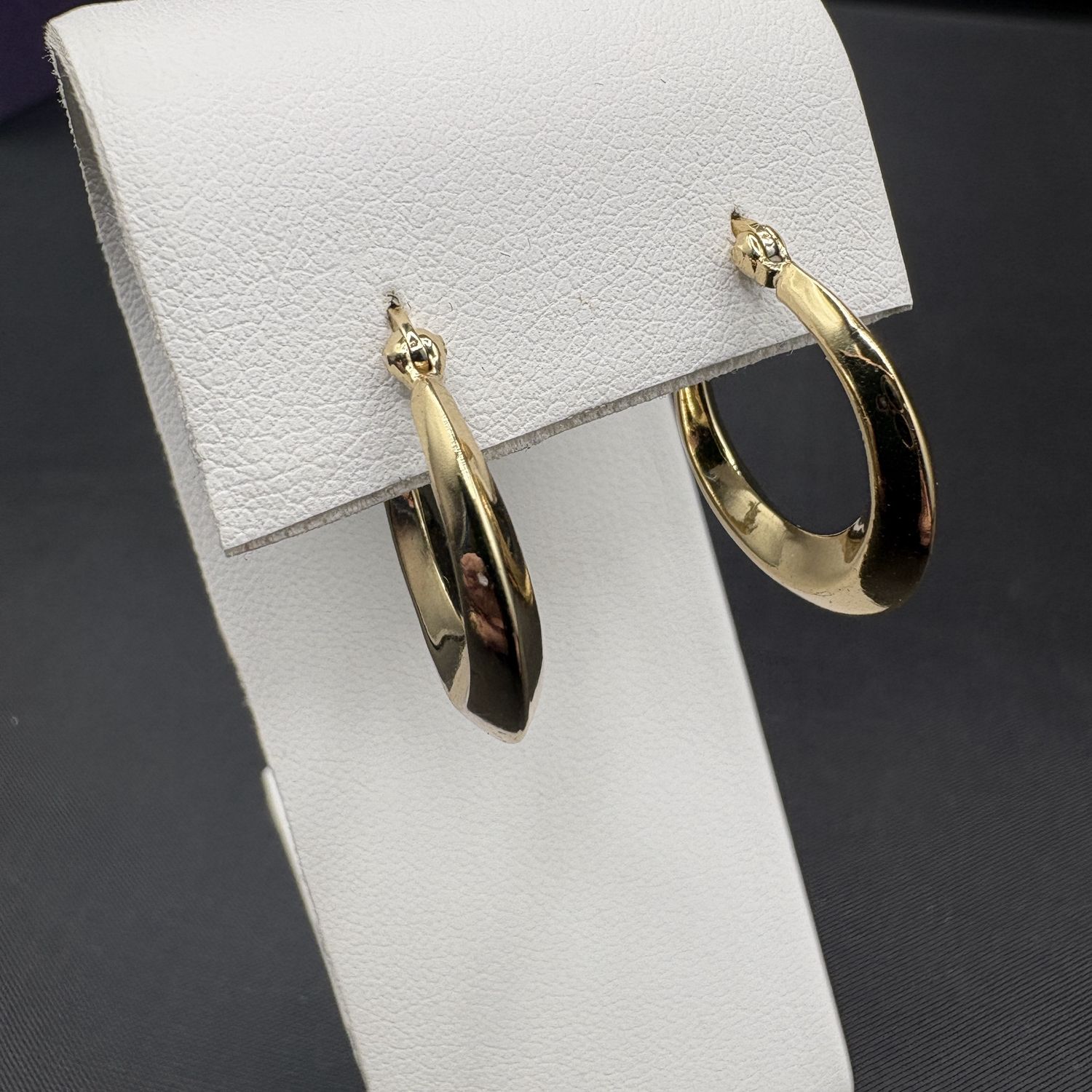 STERLING GOLD PLATED BEVELED EDGE HOOP EARRING