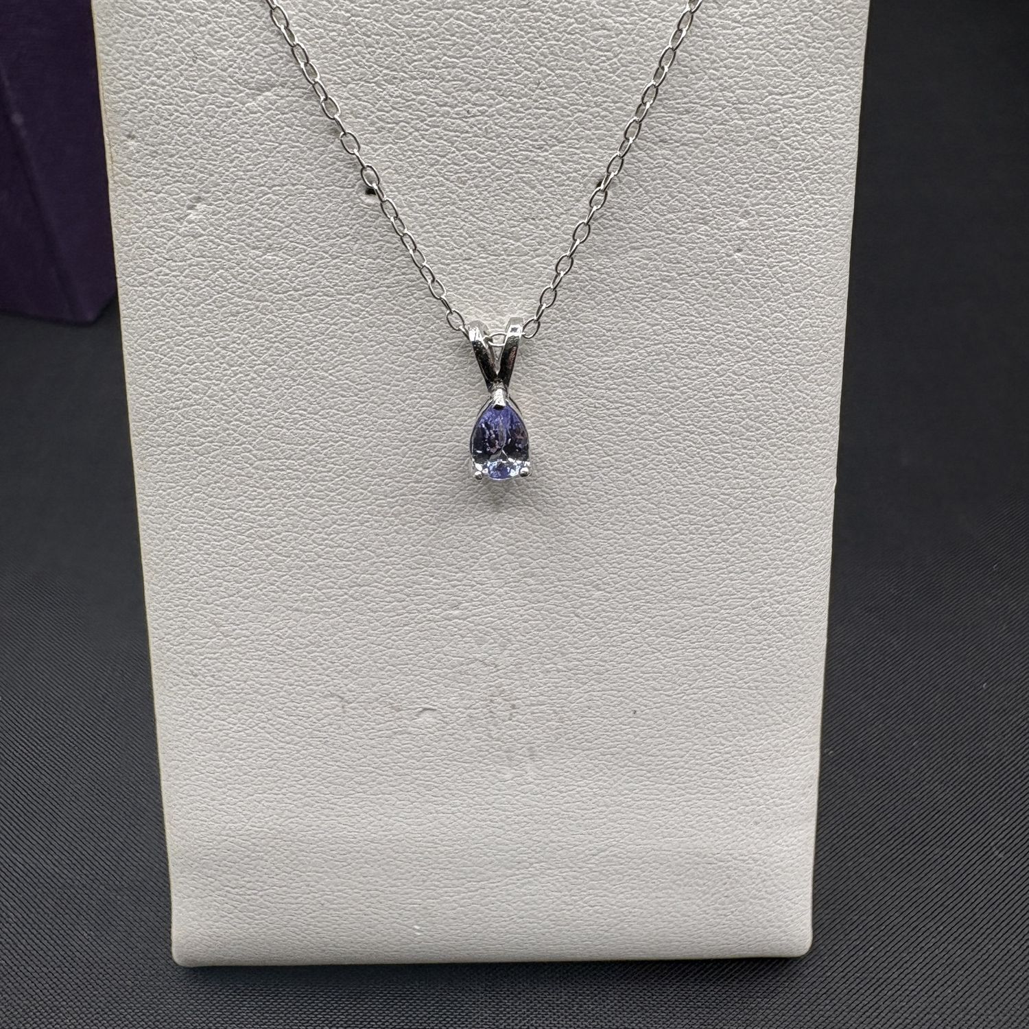 STERLING PEAR TANZANITE PENDANT WITH 18"CHAIN