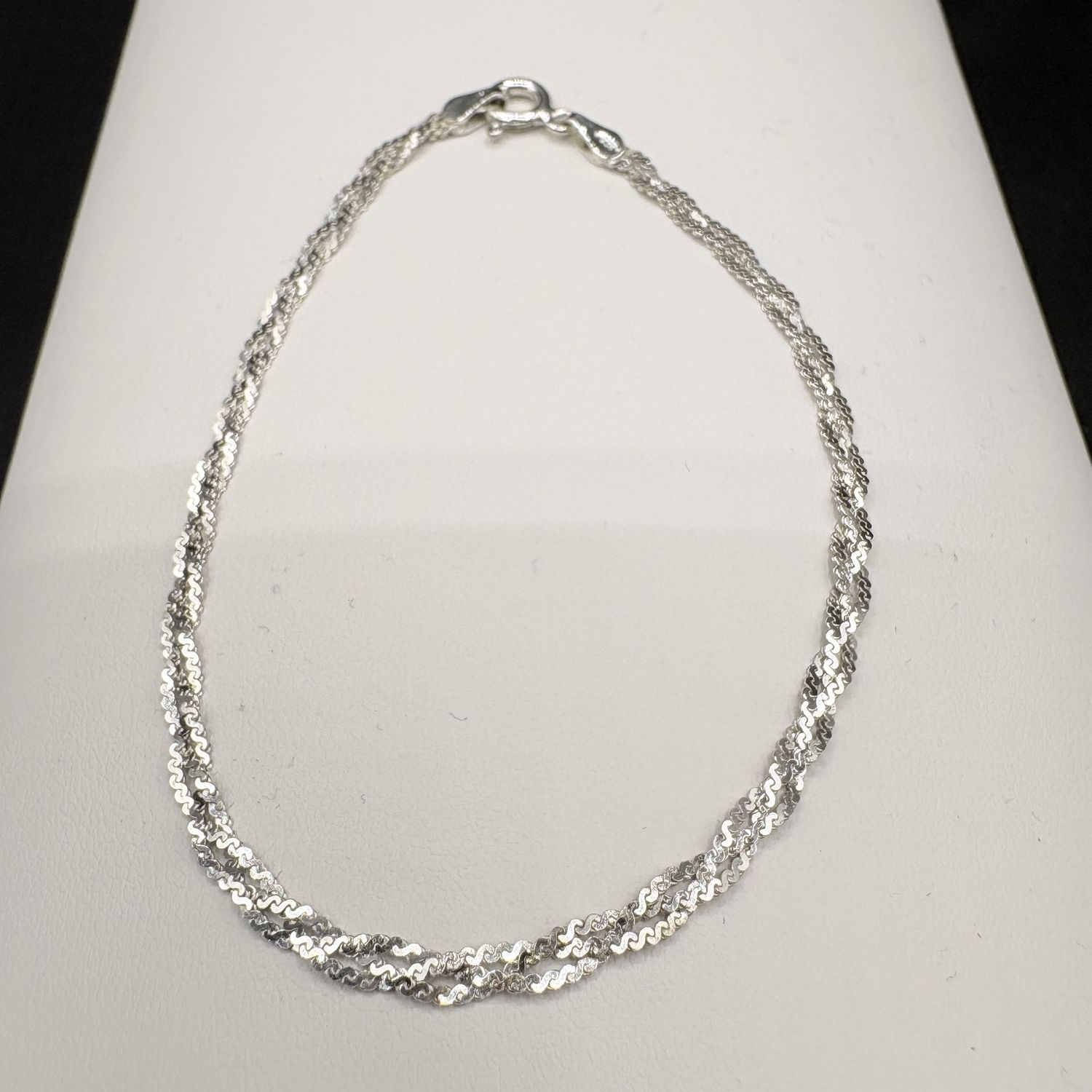 STERLING BRAIDED HERRINGBONE BRACELET 7"