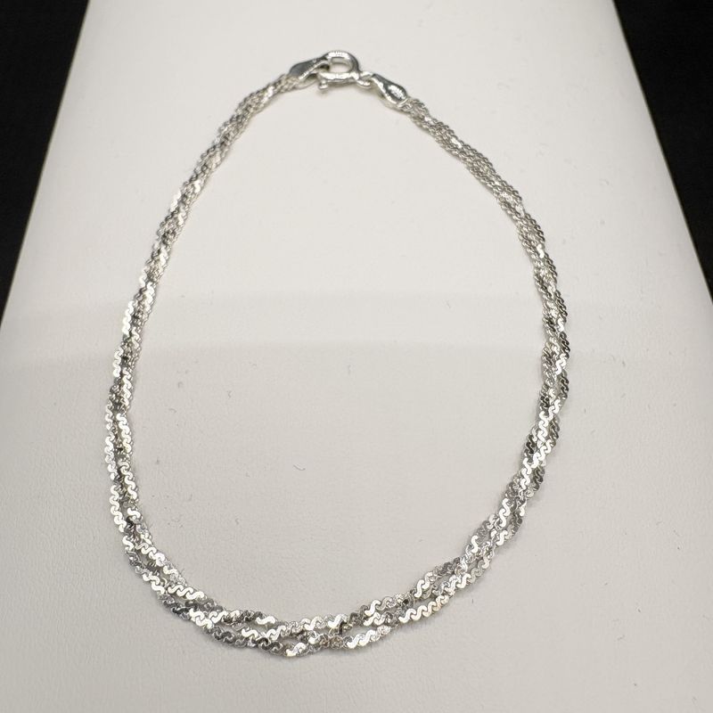 STERLING BRAIDED HERRINGBONE BRACELET 7"