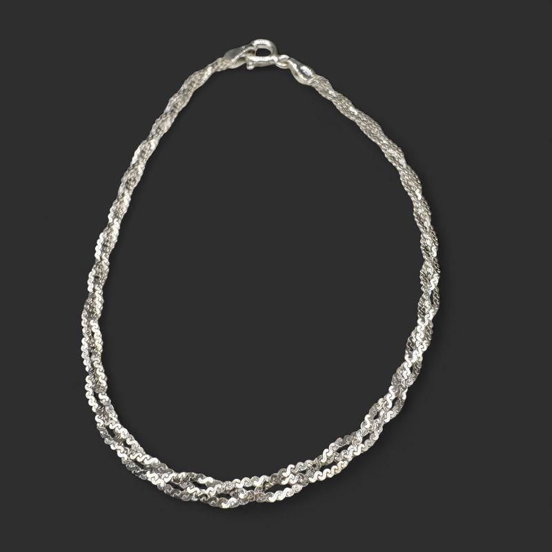 STERLING BRAIDED HERRINGBONE BRACELET 7"