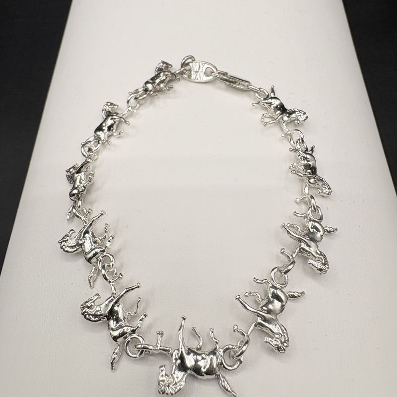 STERLING PRANCING HORSE BRACELET 7.5"