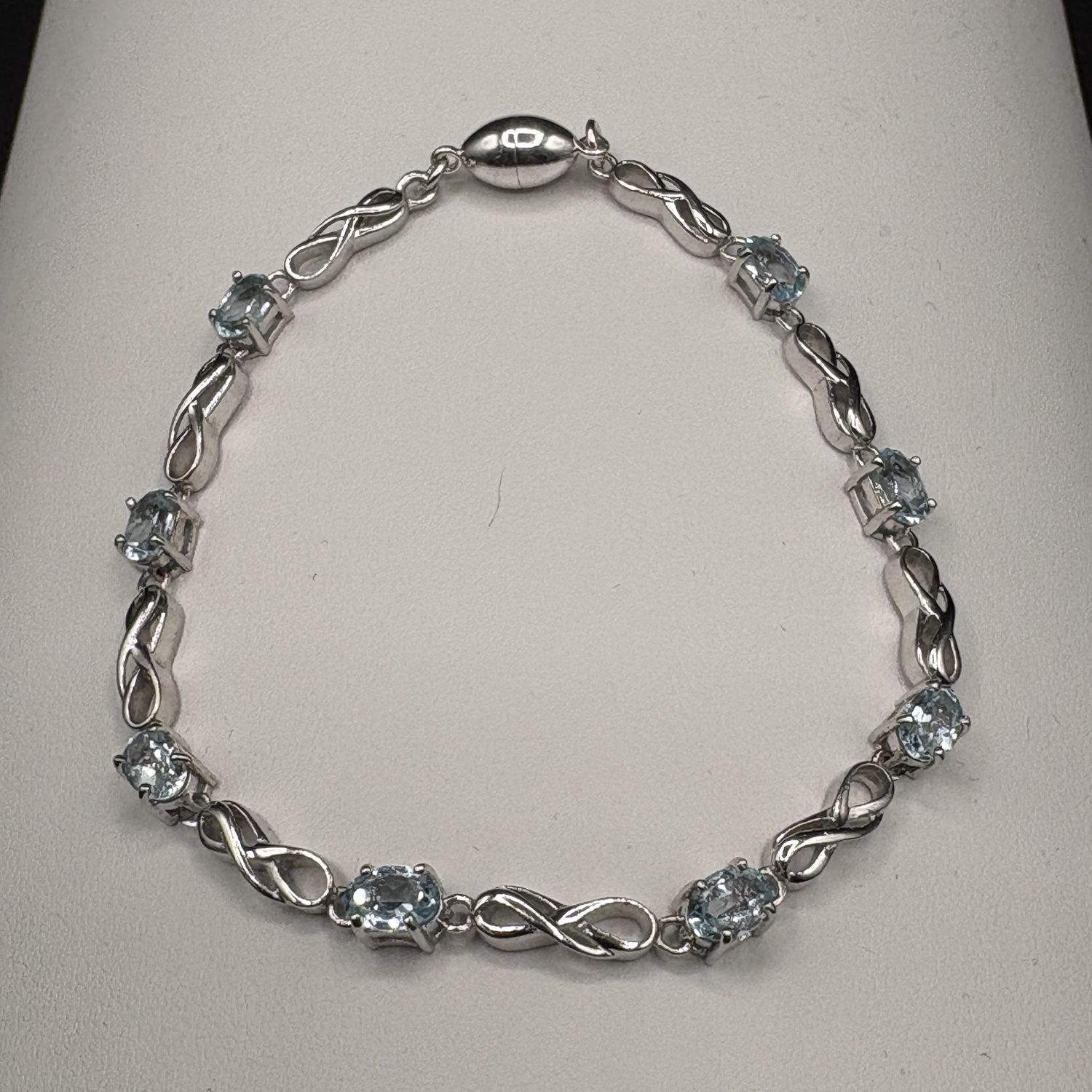 STERLING INFINITY &amp; BLUE TOPAZ BRACELET 7.5"