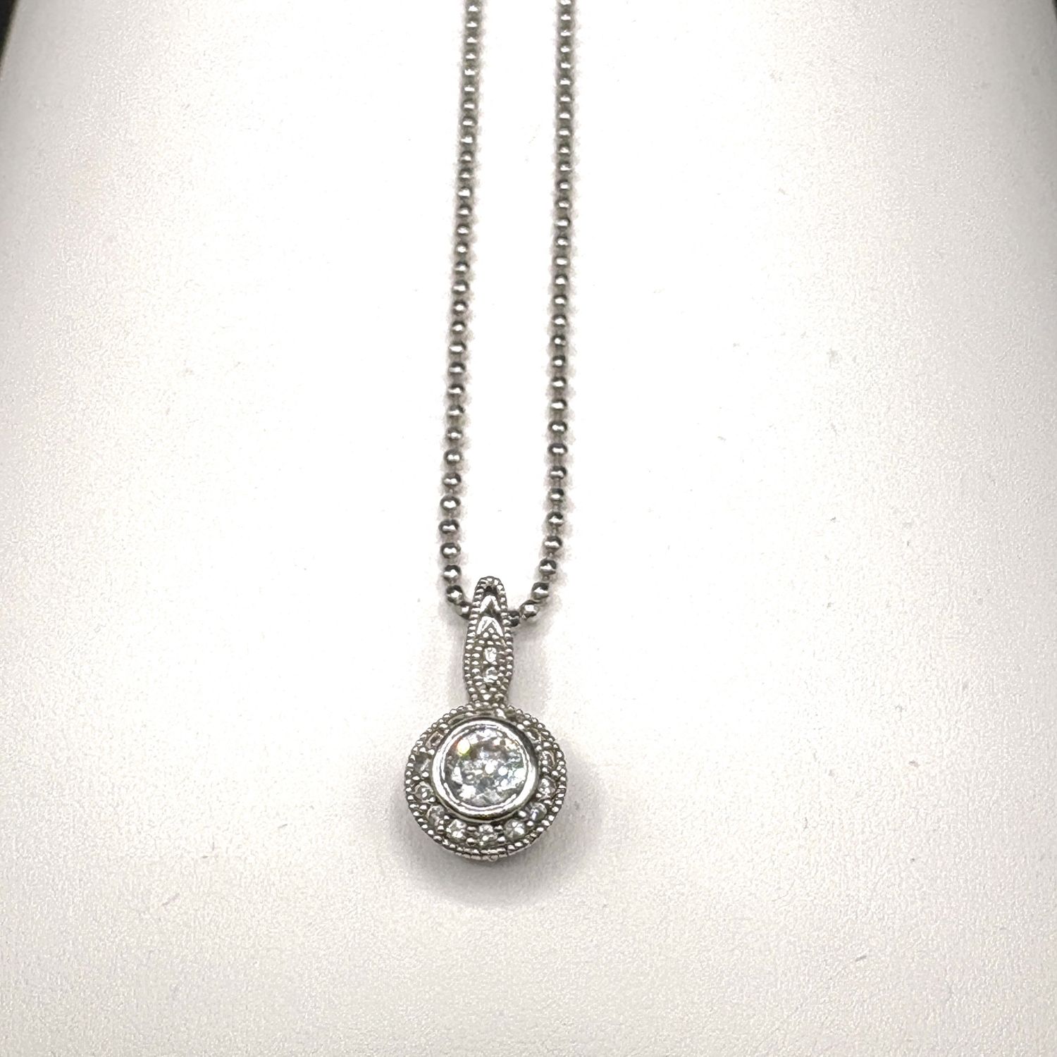 STERLING CZ PENDANT WITH CHAIN 16"