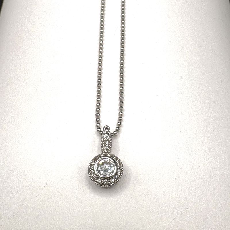STERLING CZ PENDANT WITH CHAIN 16"