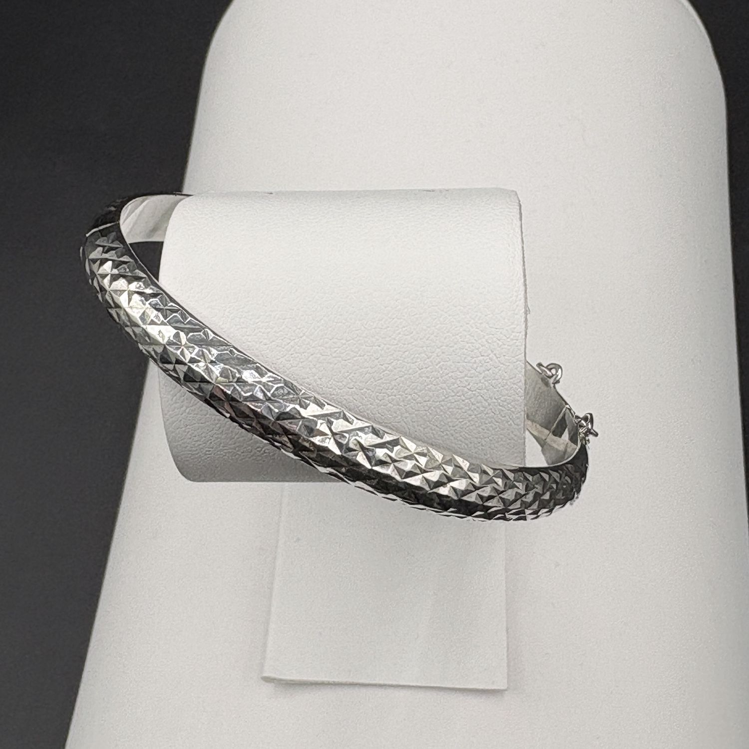 STERLING DIAMOND CUT BANGLE BRACELET