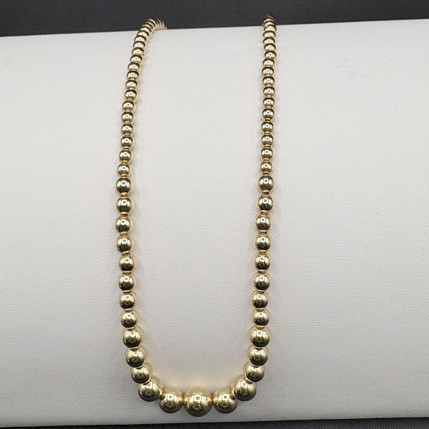 14K GRADUATED BEAD YELLOW GOLD NECKLACE 17"