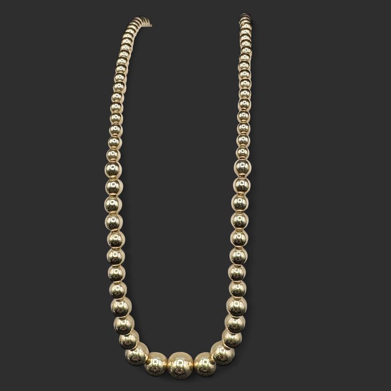 14K GRADUATED BEAD YELLOW GOLD NECKLACE 17"