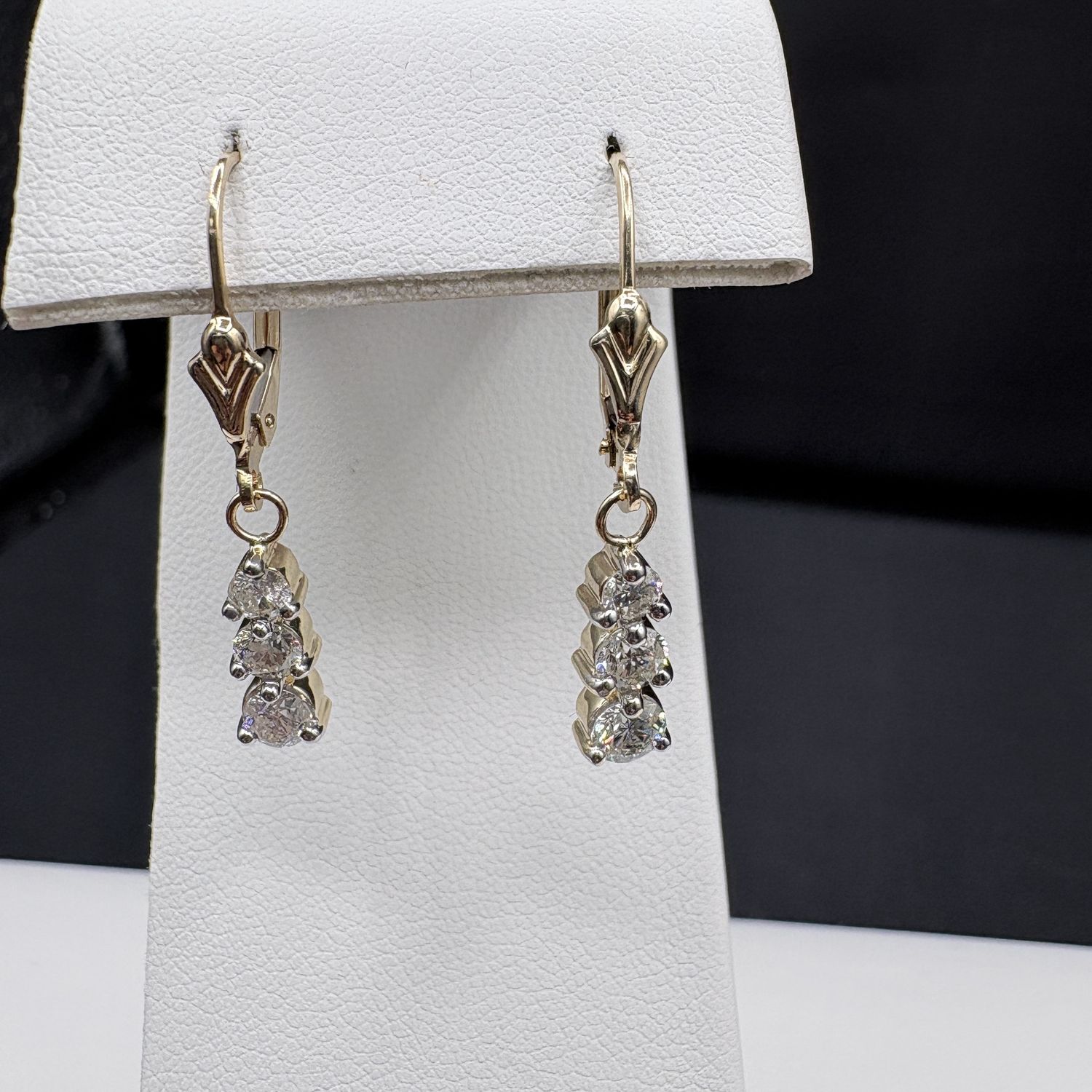 14K DIAMOND DANGLE IN YELLOW GOLD  EARRING