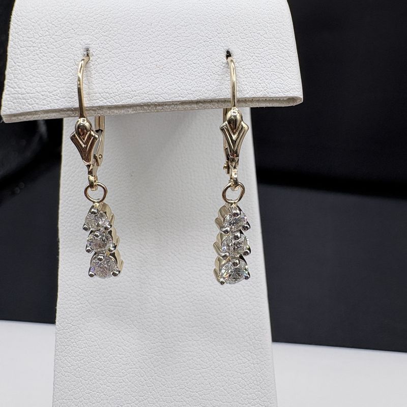 14K DIAMOND DANGLE IN YELLOW GOLD  EARRING