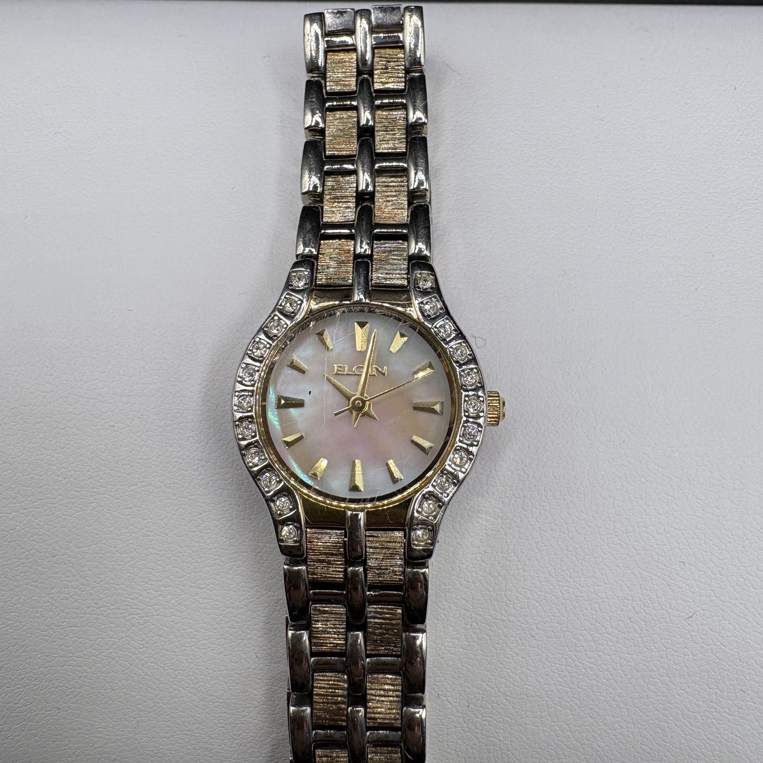 ELGIN TWO TONE MOTHER OF PEARL FACE WATCH
