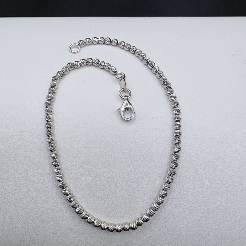 14K  DIAMOND CUT BEADED BRACELET 8"