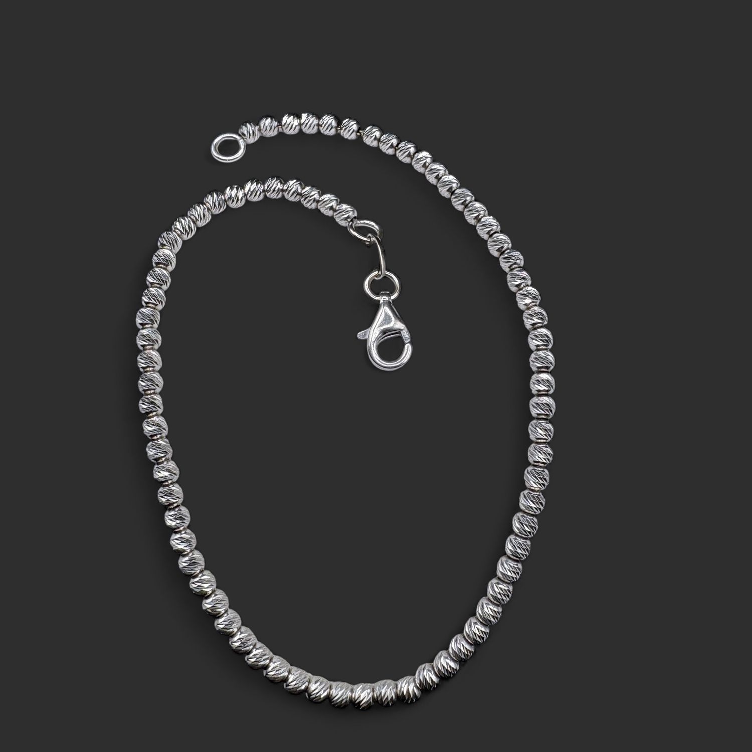 14K  DIAMOND CUT BEADED BRACELET 8"