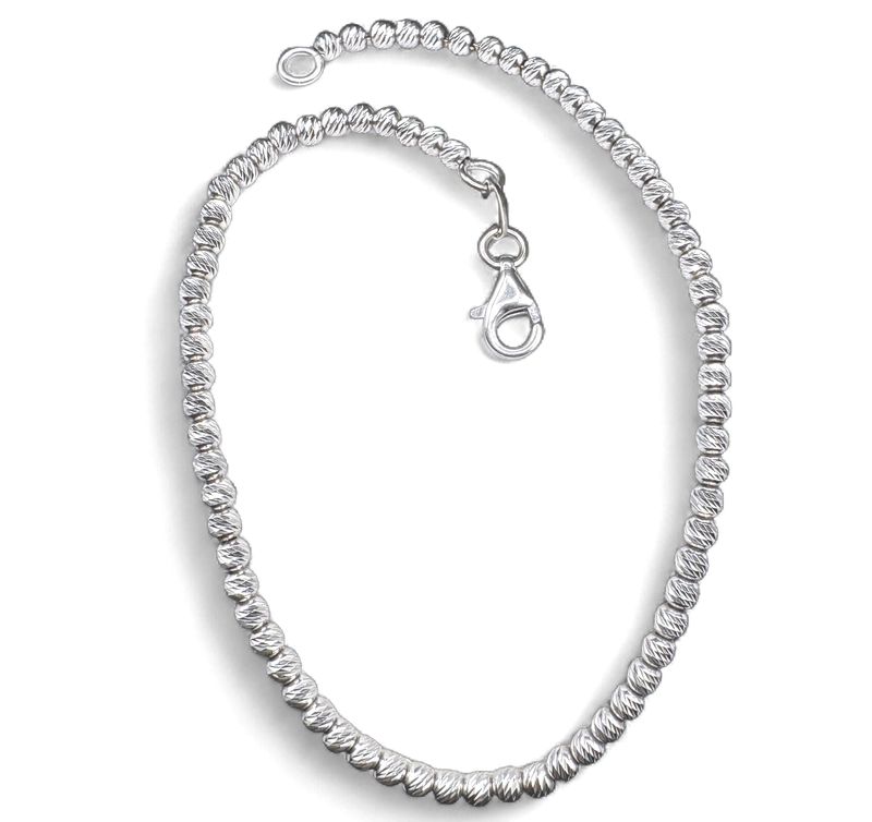 14K  DIAMOND CUT BEADED BRACELET 8"