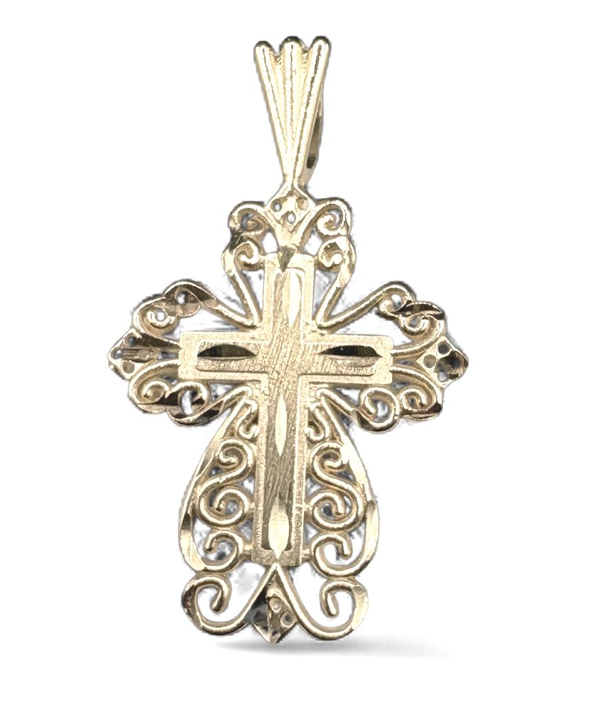 14K FILAGREE CROSS PENDANT IN YELLOW GOLD