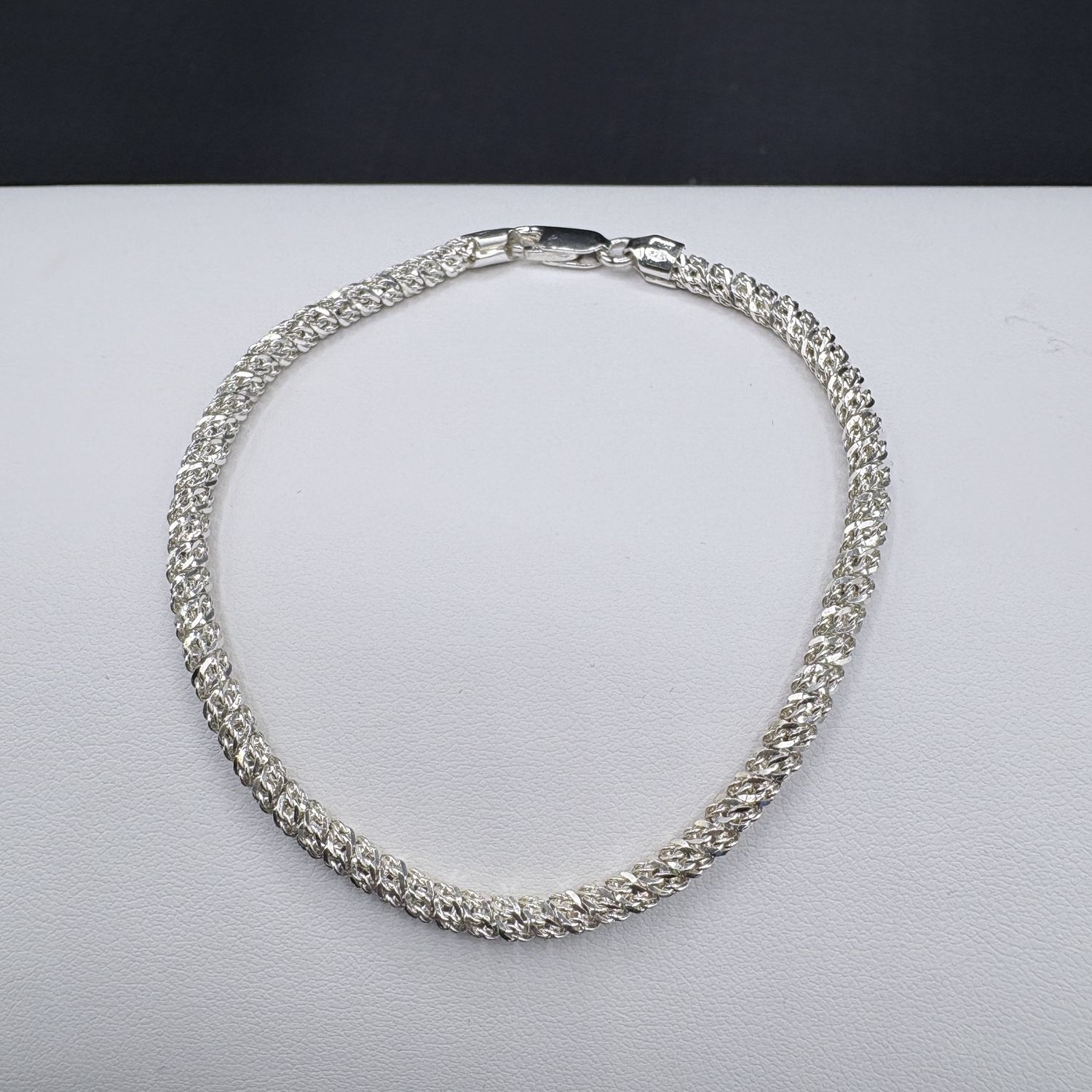 STERLING DIAMOND CUT TWISTED BRACELET 7"